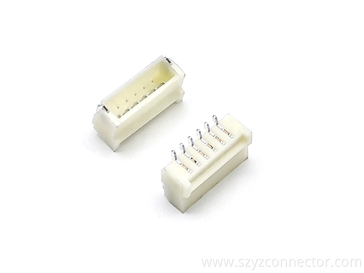PH1.0mm Ultra-thin Right-angle Wafer SMT Type Pin Header Connector With Long Barbed 6P